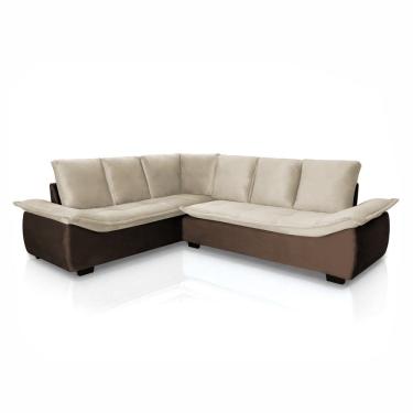 Imagem de Sofá de Canto Hellen Alphaville Plus 6 lugares braço divã formato de “L” Bege Marrom