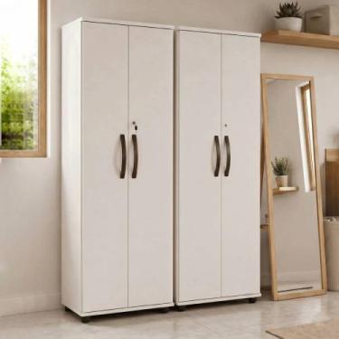 Imagem de Kit 2 Armários Multiuso Caio 2 Portas com Chave  Armário para Lavander