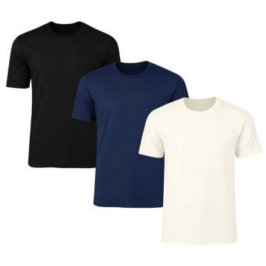 Imagem de Kit 3 Camisetas Masculina Lisa Básica 100% Algodão-Masculino