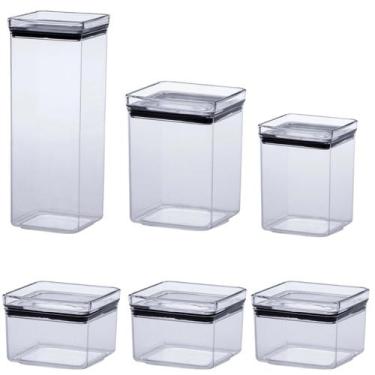 Imagem de Conjunto De Potes Herméticos Acrílicos 6 Unidades Cristal Empilhavel C