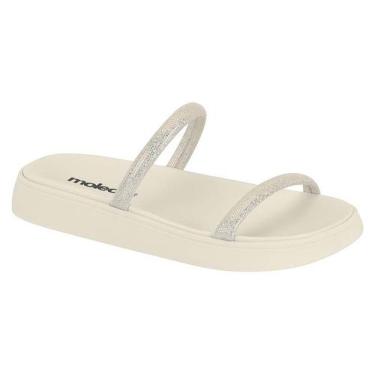 Imagem de Sandália Papete Feminina Moleca Flatform Glitter, Branco off, 37