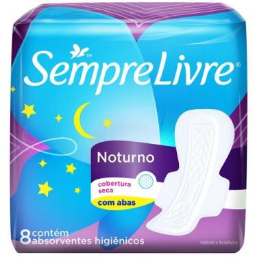 Imagem de Absorvente com Abas Sempre Livre Noturno Pacote com 8 Unidades
