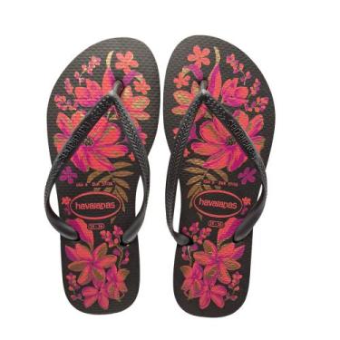 Imagem de Chinelo Havaianas Slim Organic Feminino Adulto Floral Cor:PretoTamanho