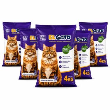 Imagem de Kit 5 Areia Higienica El Gato 20kg Lavanda 100% Natural - Sete Vidas