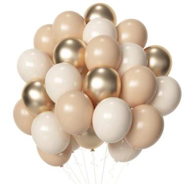 Imagem de Balão Aiwolf Blush Gold Beige, látex neutro, 30 cm, 50 unidades