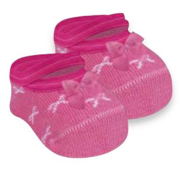 Imagem de Meia Sapatilha Infantil Com Vies e Aplicação de Laçinho Cor:Rosa - Sel