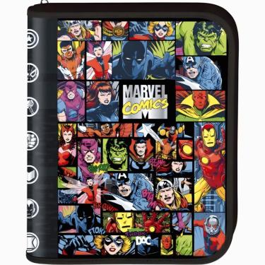 Imagem de Fichário Universitário Argolado com Zíper Marvel DAC 4394 48 Folhas Papelão e Material Sintético Preto