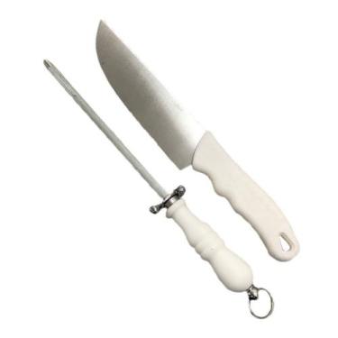 Imagem de Kit Churrasco Peixeira Faca 8 E Chaira Amolador afiador Inox Casual - 