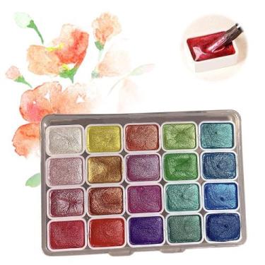 Imagem de Conjunto de Tintas Aquarela Metálicas Drkicsy 20 Cores