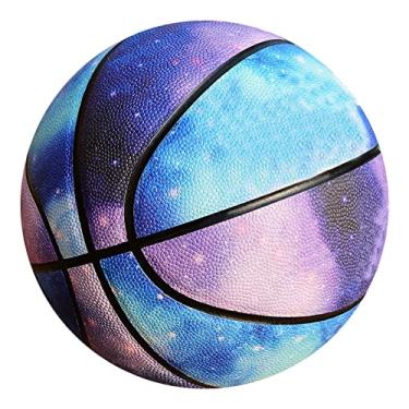 Imagem de MINDCOLLISION Bola de basquete Starry Sky, couro macio durável, adequada para crianças, adolescentes, iniciantes, tamanhos 7, nebulosa