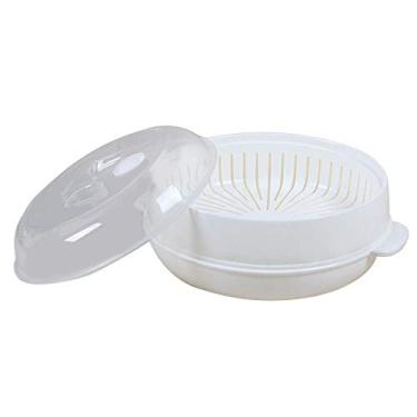 Imagem de Vaporizador de micro-ondas para cozinha portátil Gourmet vaporizador de micro-ondas sem óleos e graxa resistente ao calor Alcance -4 ° F a 40,5 ° F Branco, 1-Tier