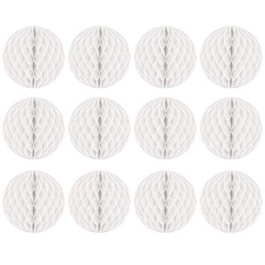 Imagem de Beistle 12 peças de bolas de colmeia de tecido branco para decoração de casamento, festa de aniversário, decoração suspensa de aniversário