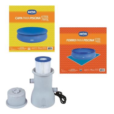 Imagem de Kit Filtro 3600 L/h + Capa + Forro Para Piscina Splash Fun 6700 E 7800 Litros  - Mor