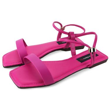 Imagem de Sandália Rasteira Feminina Bico Quadrado Moderna Conforto