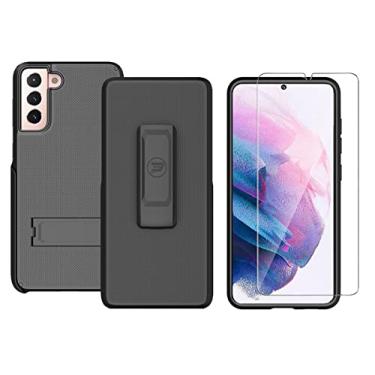 Imagem de Wireless ProTech Capa compatível com Samsung Galaxy S21 + Plus 5G (tamanho da tela de 6,7 polegadas apenas), capa híbrida de camada dupla e clipe de cinto combo inclui protetor de tela