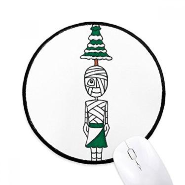 Imagem de DIYthinker Egypt Mummy Horus mas Tree 01 Mouse Pad Desktop Office Tapete Redondo para Computador