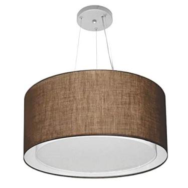 Imagem de Lustre Pendente Cilíndrico Duplo Cúpula Tecido 30/50x40 cm, Vivare Iluminação, Pendente4300 LC, Café, Médio
