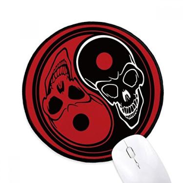 Imagem de Ghost China Taichi Oito Diagrama Redondo Antiderrapante Mousepads Preto Bordas Costuradas Jogo Presente de Escritório