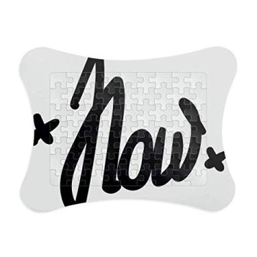 Imagem de Moldura de quebra-cabeça de papel com citação divertida Now para escrever à mão