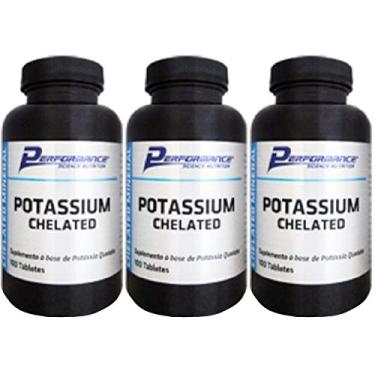 Imagem de Potássio Mineral Quelato 54 mg Performance Nutrition 100 Tabletes Kit 3 Und