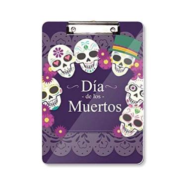Imagem de Skull The Day of The Dead Ilustration prancheta pasta bloco de escrita placa de fundo A4