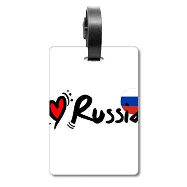 Imagem de I Love Russia Palavra Bandeira Coração Mala Etiqueta Cartão de Bagagem Scutcheon Etiqueta