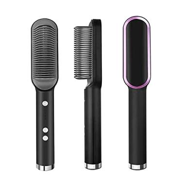Imagem de Escova Secadora Profissional Seca Alisa E Modela Cabelo Comb, penteadeira de cerâmica quente, aquecimento rápido 20 anos e 5 configurações de temperatura e anti-escaldadura (Preto)
