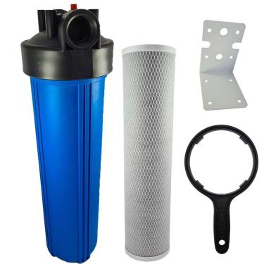 Imagem de Kit Filtro Água Big Blue 20 Refil Carbon Block Chave Suporte