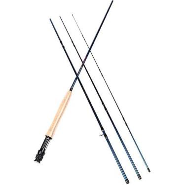 Imagem de Vara De Pesca Com Mosca De Alto Desempenho 4 Peças De Ação Rápida IM8 Fibra De Carbono Com Mosca Vara De Pesca Para Pesca Em Água Doce-preto. Vara De Pesca E Molinete Giratório,Azul,Pleasant63