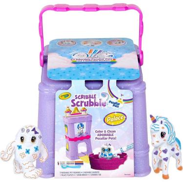 Imagem de Crayola Scribble Scrubbie Peculiar Pets, Palace Playset com Unicórnio e Yeti, Presente, Idades 3, 4, 5, 6