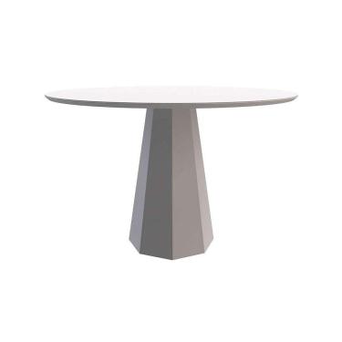 Imagem de mesa de jantar redonda com tampo de vidro isis off white 135 cm