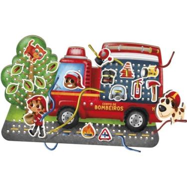 Imagem de Brinquedo Alinhavo, Bombeiros em Ação, 39 peças, Brincadeira de Criança