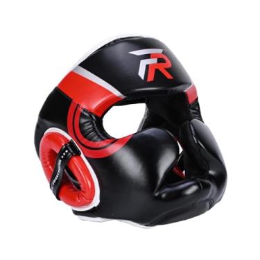 Imagem de Tachiuwa Capacete de boxe Proteção para testa e ouvido Equipamento de proteção facial completo para treinamento, vermelho S