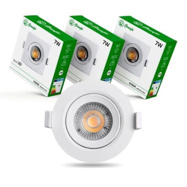 Imagem de Kit 10 Luminária Led Spot 7W Redondo Quadrado Embutido Branco Frio Quente 3000k 6500k Bivolt (Branco Frio 6500K, Redondo)