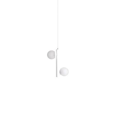 Imagem de Pendente Vertical Cilindrico Com 2 Globo Esfera De Vidro (Branco)