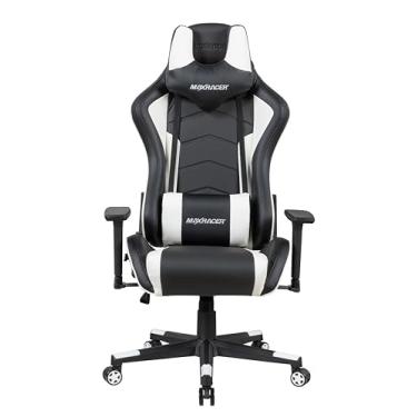 Imagem de MAX RACER - Poltrona Home Office Tactical - Cadeira Ergonômica de Aço, Cadeira de Escritório-Até 150kg, Braços 3D, Giratória, Tecido Sintético P.U, Inclinação 180°, Almofada Cervical e Lombar- Branca