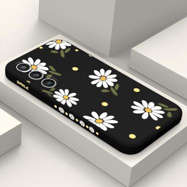 Imagem de LEECG Capa para Galaxy S23 FE, design criativo com impressão lateral para Samsung S23 FE 5G, capa protetora de silicone macio e resistente, capa para celular S23 FE - Margarida preta