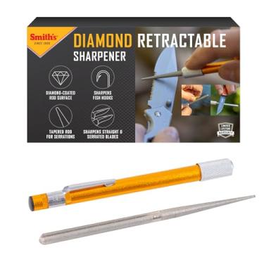 Imagem de Smith's Afiador retrátil de diamante 51446 – Ouro – Haste reversível – Compacto – Afiador de facas e ganchos – reto e serrilhado