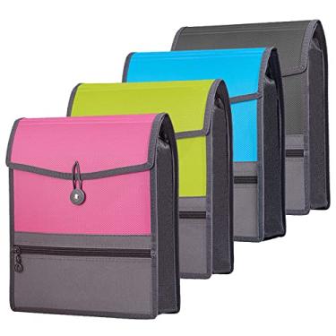 Imagem de Pasta expansível organizadora de documentos com cordão elástico e fecho de botão, expansão de 8,9 cm, pasta de arquivo expansível com letra A4 com fecho de zíper