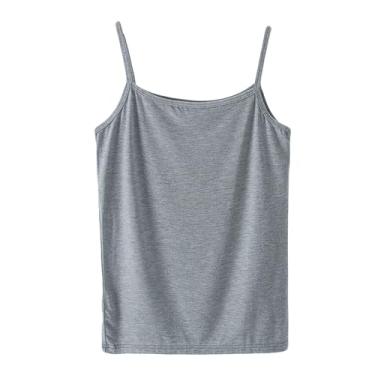 Imagem de Bestgift Camiseta feminina modal interior seção fina pode ser usada fora da camisa, Cinza, Tamanho Único