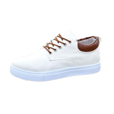 Imagem de Letuwj Sapatos de lona sapatos casuais masculinos sapatos de prancha de tamanho grande sapatos masculinos de caminhada, Branco R009, 9
