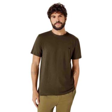 Imagem de Camiseta Básica Hering Masculina World Com Bordado Verde Escuro