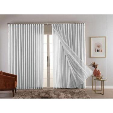 Imagem de Cortina Trilho Suiço Forro Com Linho Branca 6.00 X 3.00