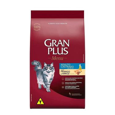 Imagem de Ração Gran Plus Gatos Adultos Castrados Frango e Arroz 3kg