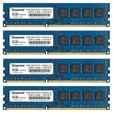 Imagem de Memória RAM Royemai (ddr3-udimm-1600, 4x8gb-ddr3-1600-12800-udimm-1.35v-Blue-Desktop)