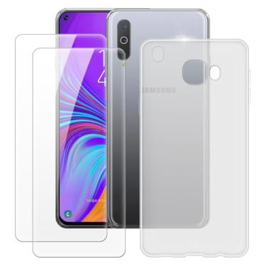 Imagem de MILEGOO Capa para Samsung Galaxy A8S + 2 peças protetoras de tela de vidro temperado, capa de TPU de silicone macio à prova de choque para Samsung Galaxy A9 Pro 2019 (6,4 polegadas), branca