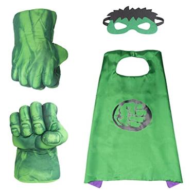 Imagem de AOTLEANNO Plush Hands Fists Costume with Green Cape and Eye-Mask – Complete Set of Punching Gloves Accessories for Kids – Comfortable and Non-