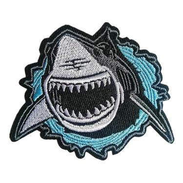 Imagem de CHBROS Adesivos de tubarão, apliques bordados, costurar ou passar a ferro em roupas, jaquetas, camisetas, mochilas..