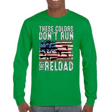 Imagem de Camiseta de manga comprida These Colors Don't Run They Reload 2nd Amendment 2A Second Right American Flag Don't Tread on Me, Verde, 3G