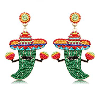 Imagem de Brincos de festa com contas, cinco de maio, sombrero chili, chapéus mexicanos, brincos pendurados para mulheres, meninas, tema mexicano, joias para festa de aniversário, presentes, Zinco, Sem Pedra Preciosa